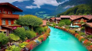 Интерлакен, Швейцария 🇨🇭 Прогулка под дождем 4K, самые красивые города Швейцарии | смотреть онлайн