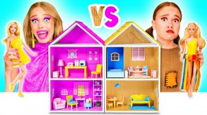 Строим Удивительный Кукольный Домик для Барби Дорогой vs Дешевый Челлендж # Сумасшедший Челлендж