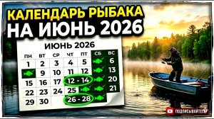 КАЛЕНДАРЬ РЫБАКА НА ИЮНЬ 2026! Прогноз клева рыбы когда клюет карась, лещ и щука. Лунный календарь