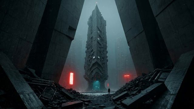 Cyberpunk Dystopian Ambient Music ｜ Brutalist Listening Obelisc ｜ Sci-Fi Dark Soundscape [4K]-(1080p