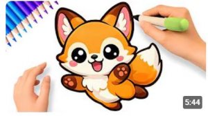 КАК НАРИСОВАТЬ МИЛУЮ РАДОСТНУЮ ЛИСУ 🦊