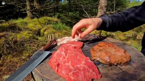 Primitive Cooking Bacon Wrapped Steak Bites in Ash-Baked Dough