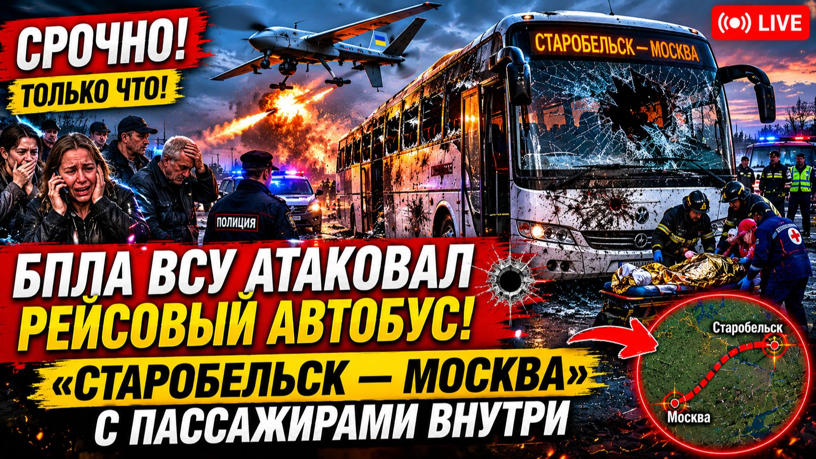 Беспилотник ВСУ атаковал рейсовый автобус «Старобельск — Москва» с пассажирами внутри