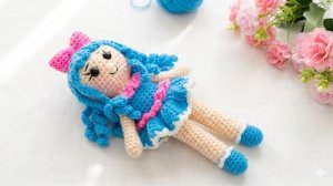 🩵Ваша новая любимая игрушка: вяжем куклу в синем платье крючком 🩵 #amigurumi