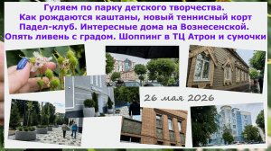 Парк детского творчества. Каштаны, теннисный корт Падел-клуб. Вознесенская. Ливень с градом.Шоппинг