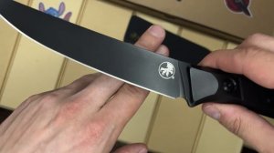 Кухонный нож реплика Microtech Boning кастом - клинок DLC, больстеры титан, рук. Carbon