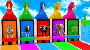 Игра «Длинный слайд» с коровой, слоном, гориллой, бегемотом, тигром. Забавная 3D-игра с животными