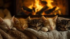 МУРЧАНИЕ КОТЯТ У КАМИНА 🐾🔥 ПРИЯТНЫЕ ЗВУКИ ДЛЯ ГЛУБОКОГО СНА И РЕЛАКСА