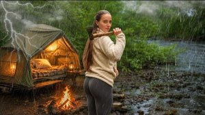 2 дня одиночного похода и кемпинга у бурной реки во время грозы. Бушкрафт ASMR