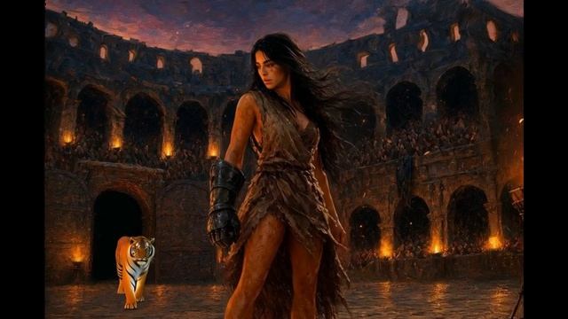 Дианиса против тигра на арене Дарклина  / Книга Примэго - иллюстрация
