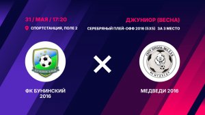 Матч за 3 место серебряного плей-офф 2016  ФК Бунинский 2016 - Медведи 2016