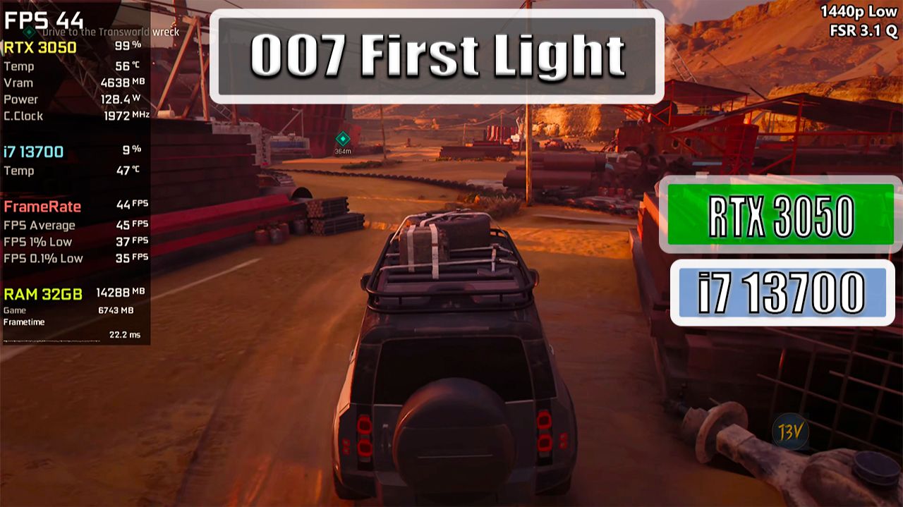 Rtx 3050 +  i7 13700   007 First Light - 4K, 1440P, 1080P, Dlss 4.6, Fsr 3.1