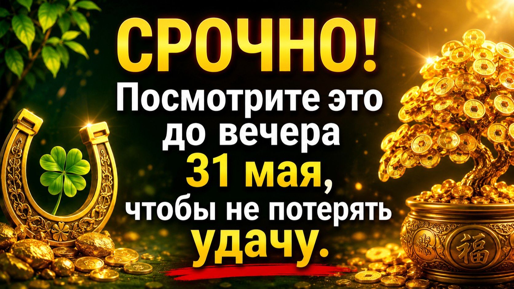 Срочно. Посмотрите это до вечера 31 мая, чтобы не потерять удачу.