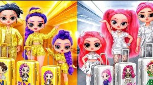 K-Pop Семья в золотом и серебряном самолёте! 10 поделок для кукол L.O.L.