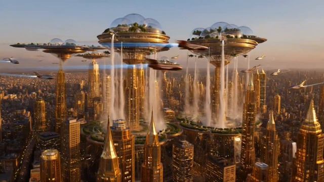 Smart Golden Cities of the Future 🌍 Luxury Life & Sci-Fi Innovation 2100 ｜ Cinematic Ambient
