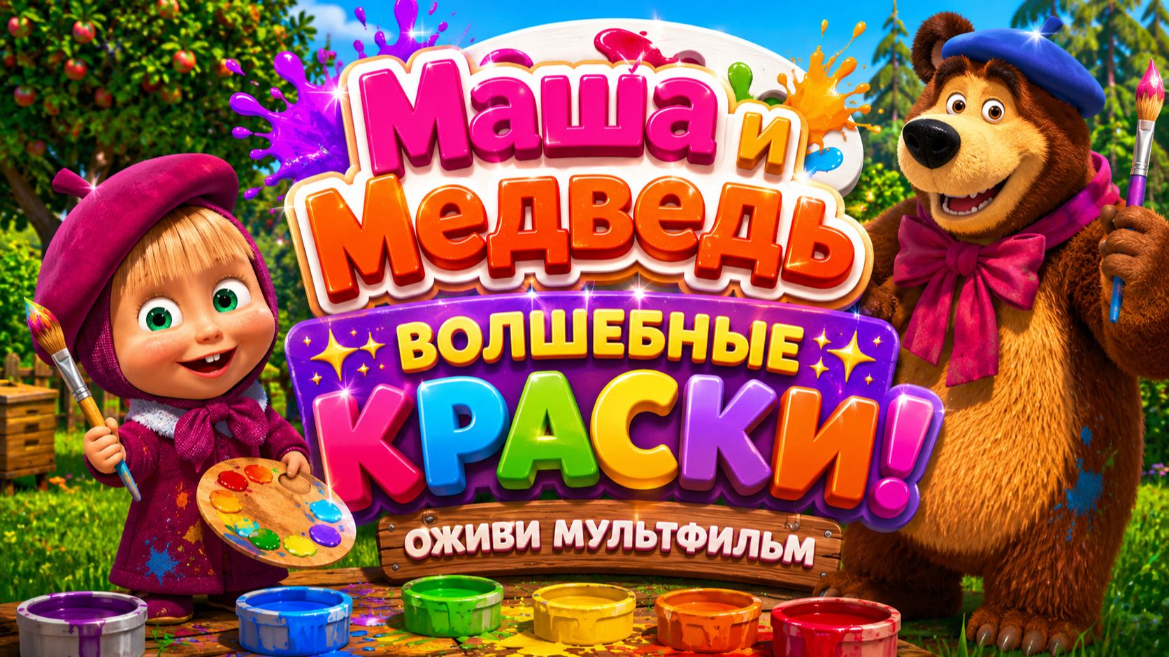 Маша и Медведь — Волшебные краски! 🎨✨ Оживи мультфильм 🎮 Развивающее приключение