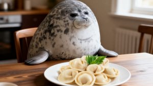 Тюлень Виталий готовит пельмени