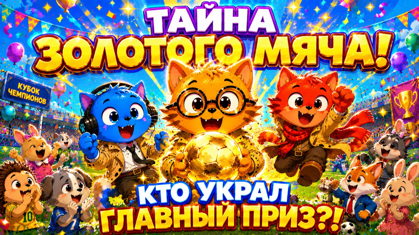 Мультики для детей. Яркие Мультики. Детские мультики.Коты-Детективы и Золотой Мяч.