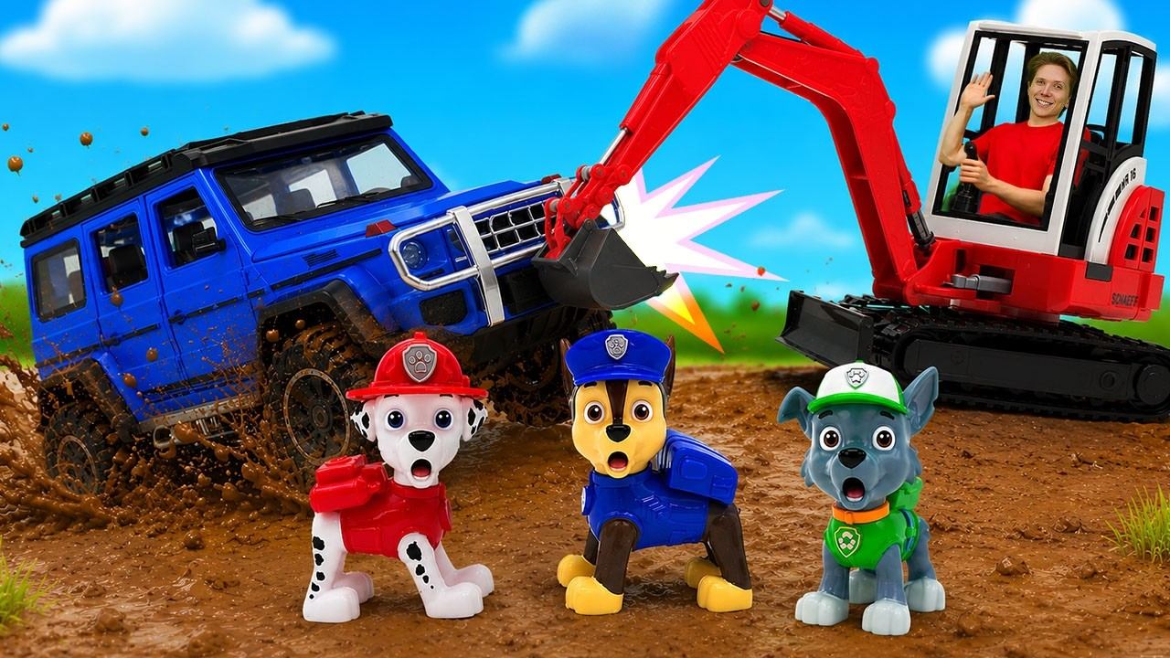 Щенячий патруль и Даня работают на ферме | Экскаватор спасает джип 🚜 | Для детей