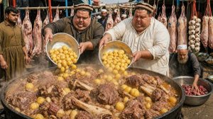 Рецепт самого популярного Афганского Роша. Приготовление огромного количества мяса. Стрит фуд