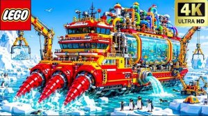 ГИГАНТСКИЙ корабль LEGO Technic с МЕГА-БУРАМИ УНИЧТОЖАЕТ айсберги! | Забавный эксперимент Lego