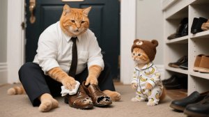 У папы-кота не было приличной обуви, поэтому Джинджер и мама-кошка тайно экономили, чтобы купить ему