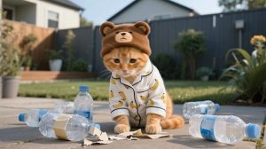Никогда не сдавайтесь# рыжий котенок выиграл конкурс по переработке мусора при поддержке мамы-кошки