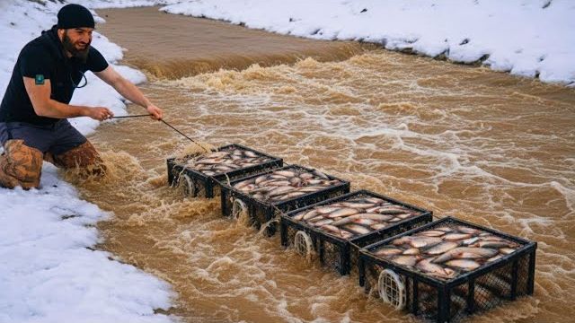 Я поймал 50 кг рыбы с помощью пластиковых ящиков.