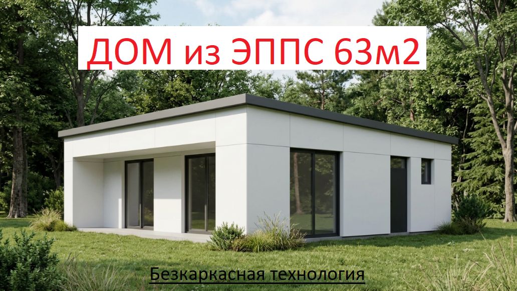 Дом 63м2 из ЭППС построенный по БЕСКАРКАСНОЙ ТЕХНОЛОГИИ