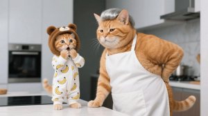 Рыжий котенок помогает маме-кошке только за вознаграждение, пока не замечает, что ее волосы поседели