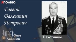 Гаевой Валентин Петрович. Проект «Я помню» Артема Драбкина. Пехотинцы.