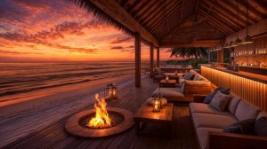 ПРИЯТНАЯ МУЗЫКА, КОСТЁР И ОКЕАН 🔥🌅 УЮТНЫЙ ВЕЧЕР ДЛЯ ОТДЫХА И РАССЛАБЛЕНИЯ