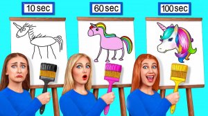 10 Секунд vs 60 Секунд vs 100 Секунд Челендж Малюнок Multi DO Challenge