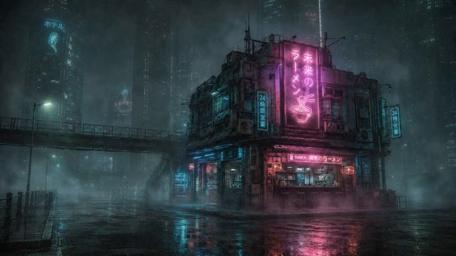 Cyberpunk： Rain and Ambient Music ｜ Music for deep thinking, studding ｜ 3 hours🎶｜-(720p24)