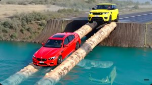 Машина против невозможного бревенчатого моста в BeamNG Drive!