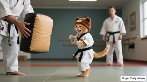 Рыжий котёнок и мама-кошка почувствовали слабость, поэтому они научились боевым искусствам, чтобы на