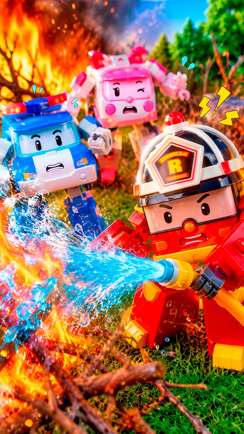 Игрушки для мальчиков Робокар Поли тушат пожар посреди города! 😲🔥 Игры для детей