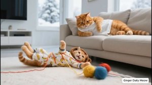 Рыжий котенок не оценил свои рождественские подарки, пока мама-кошка не отвела его в какое-то особен