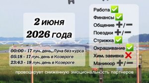 Гороскоп 2 июня 2026 года, лунный день