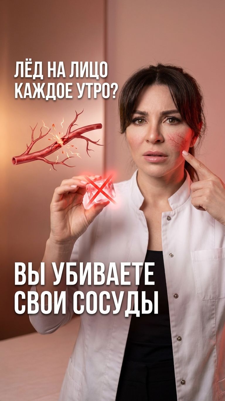 🧊 Лёд на лицо = убитые сосуды. Почему криомассаж дома опасен