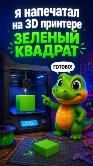Я напечатал на 3D принтере зеленый квадрат
