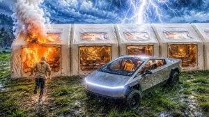 Пожар на кемпинге!!! Кемпинг с Tesla Cybertruck в шторм
