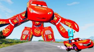 Эпическая гонка от Гигантского Робота против машин, летающих на молнии в Beamng Drive