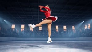 Фигуристка выполняет сложные элементы фигурного катания и прыгает пятерной прыжок