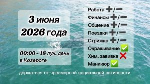 Гороскоп 3 июня 2026 года, лунный день