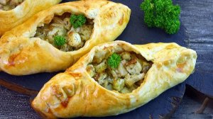 РАССТЕГАИ С РЫБОЙ, ИЗ СЛОЁНОГО ТЕСТА