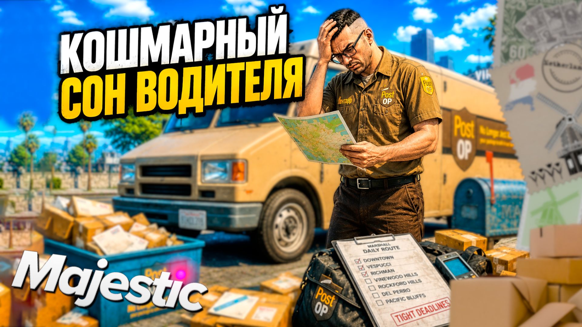 ЦЕЛЫЙ ЧАС РАБОТАЛ ПОЧТАЛЬОНОМ и БЫЛ УДИВЛЕН ЭТОЙ ПРОФЕССИЕЙ в GTA 5 RP MAJESTIC RP смотреть онлайн