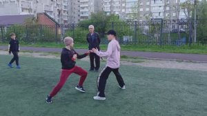 Карате. Подготовка к аттестации на выскокие пояса. Ксюша - на 1 кю. Даня - на 3 кю