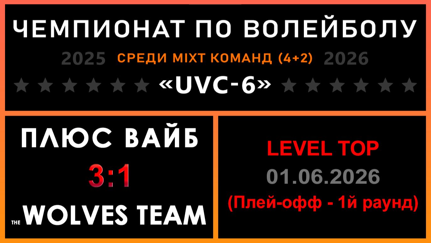 Плюс вайб - The wolves team, UVC-6 (Mixt) - LEVEL TOP (Плей-офф - 1й раунд)