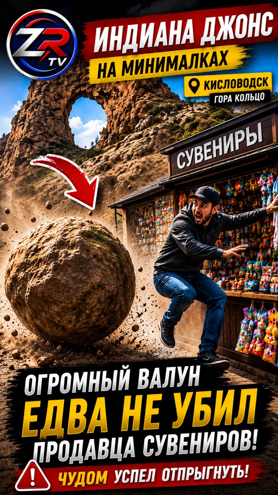 Огромный валун едва не раздавил продавца сувениров у горы Кольцо в Кисловодске